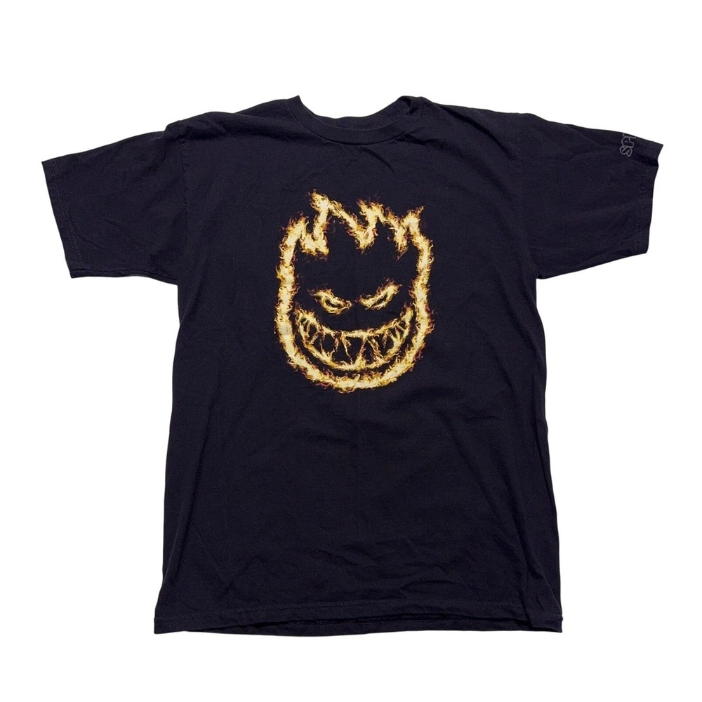 Vintage Spitfire Bighead Logo T-Shirt Mens Medium Black Skateboard Wheels Y2K